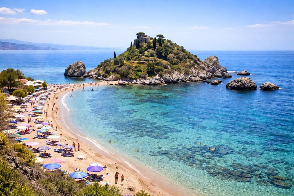 isola-bella-taormina-sicily-beach-1200x800 | Go With The Family Isola Bella beach in Taormina Sicily with clear turquoise water and island