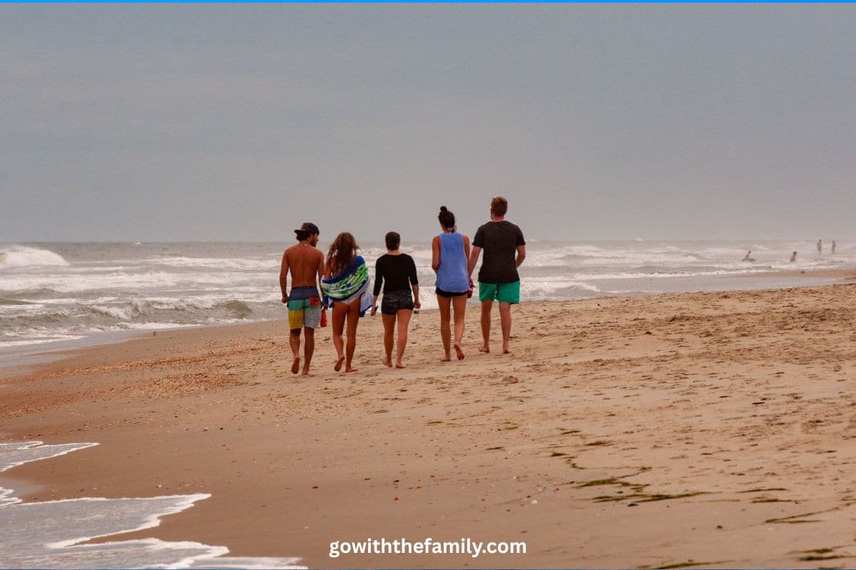 outer-banks-north-carolina-family-beach | Go With The Family Family walking along the beach in the Outer Banks, North Carolina.