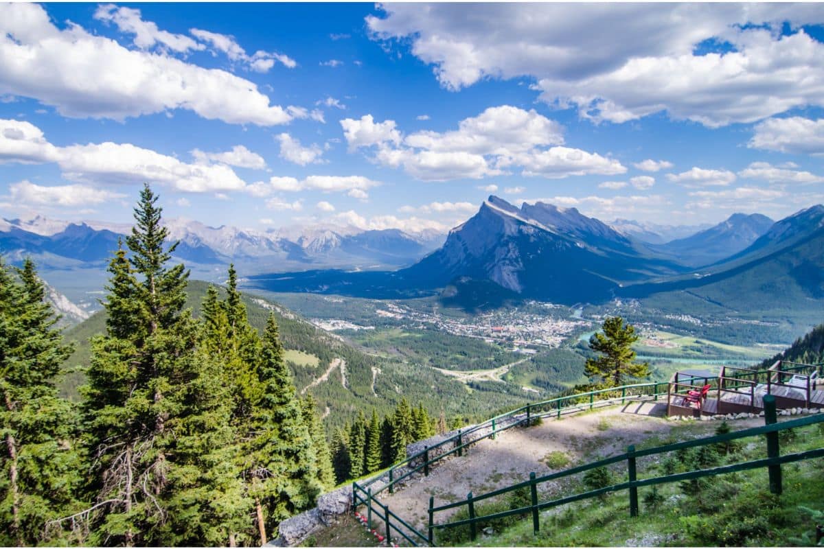 View over Banff and the Canadian Rockies from Sulphur Mountain | Go With The Family View over Banff and the Canadian Rockies from Sulphur Mountain