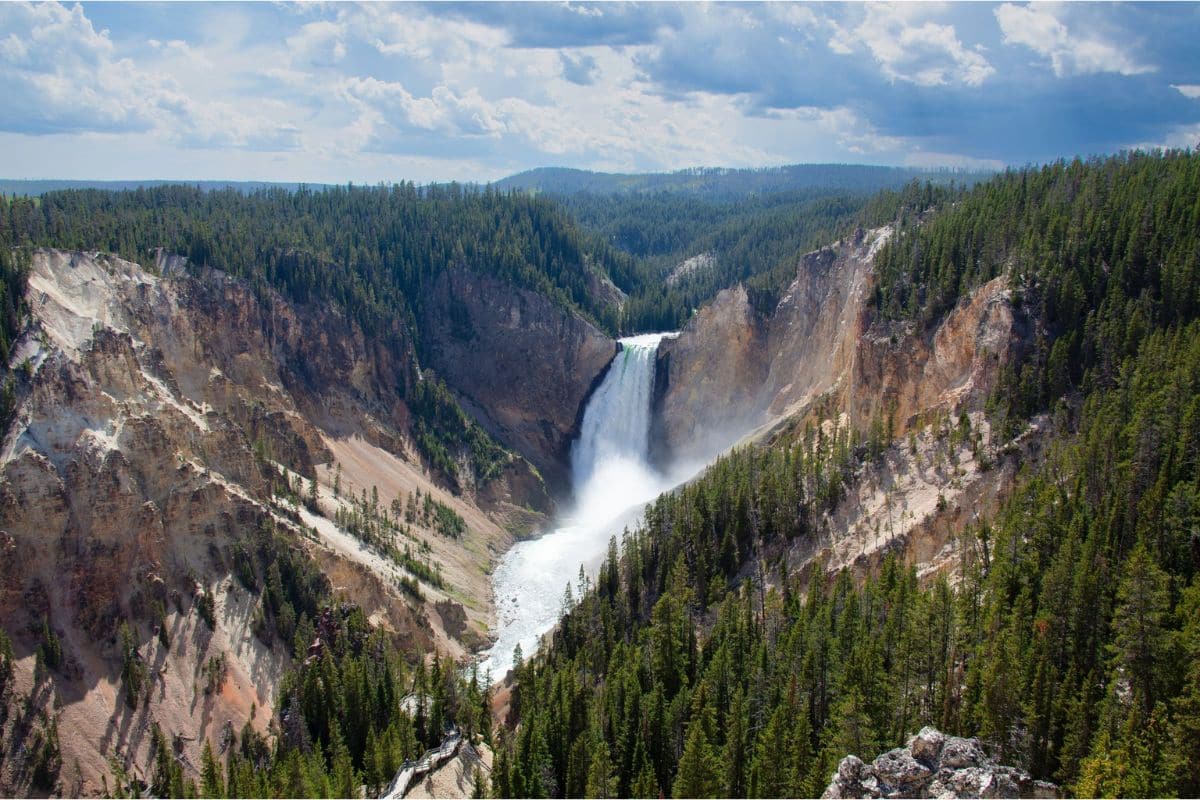 Grand Canyon of the Yellowstone | Go With The Family Lower Falls plunging into the Grand Canyon of the Yellowstone in Yellowstone National Park