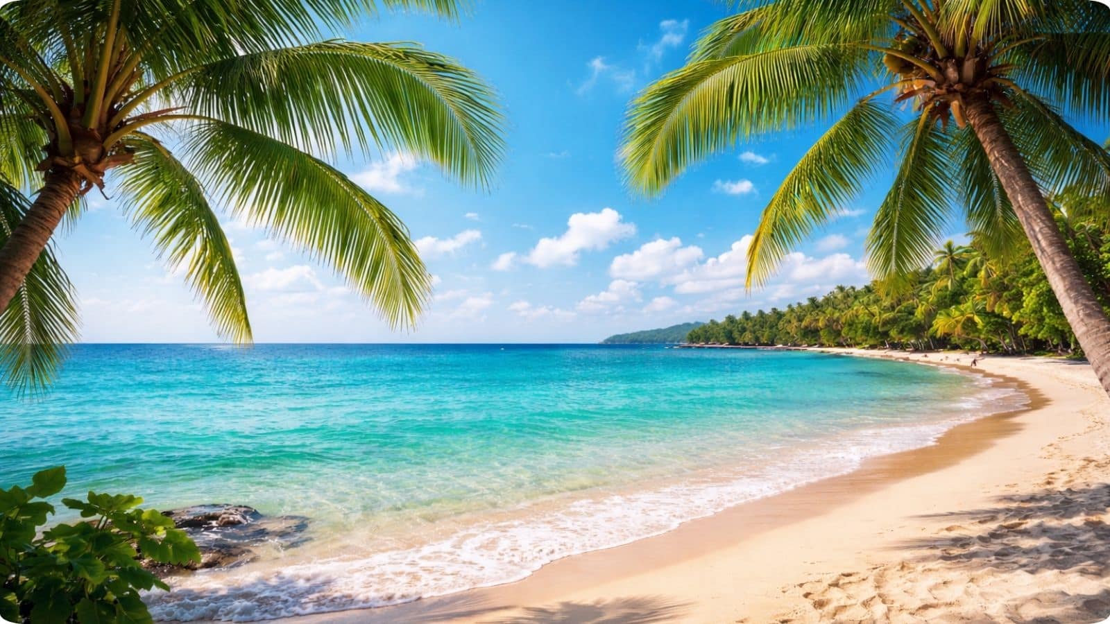 best-caribbean-beaches-for-families-theme-1600x900 | Go With The Family Beautiful Caribbean beach with palm trees, soft sand, and calm turquoise water — perfect for families