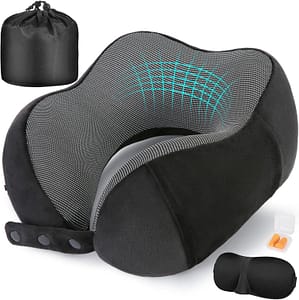 Memory Foam Travel Neck Pillow for Flights | Go With The Family Memory foam travel neck pillow for comfortable sleeping during long flights